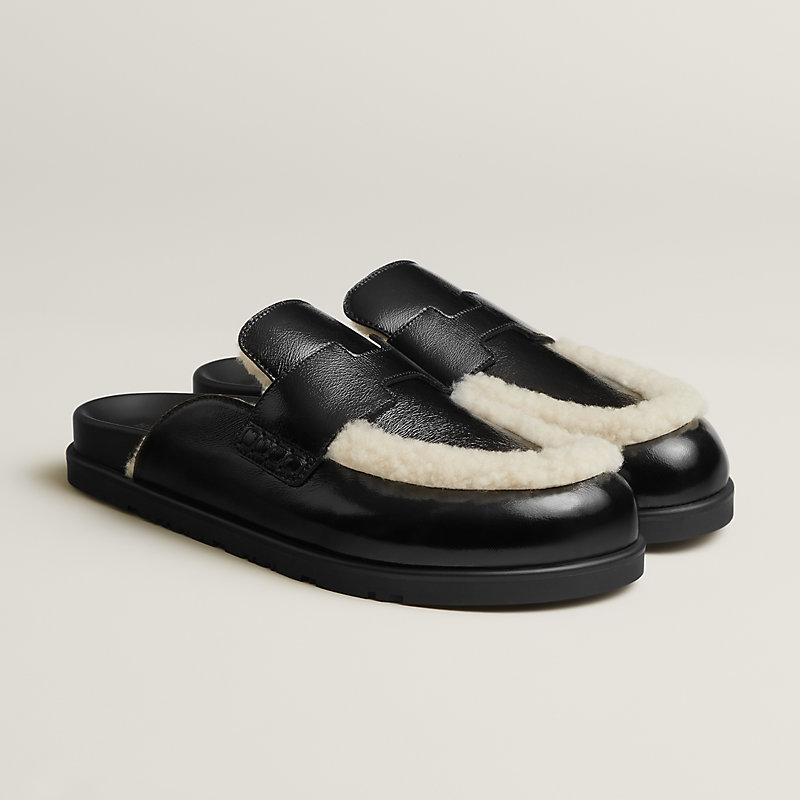 【エレガント】HERMES Mules Go サンダル NEW Hermès Hermes Go Mule Mules Naturel Shearling Suede Ecru